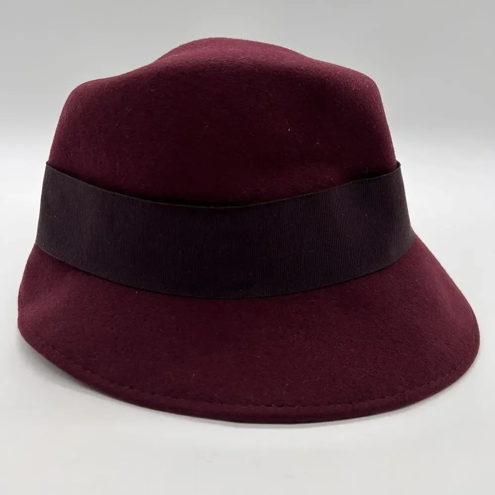 Banana Republic Hat Cloche Fedora Fitted Womens Small Medium Wool Made Italy Bow